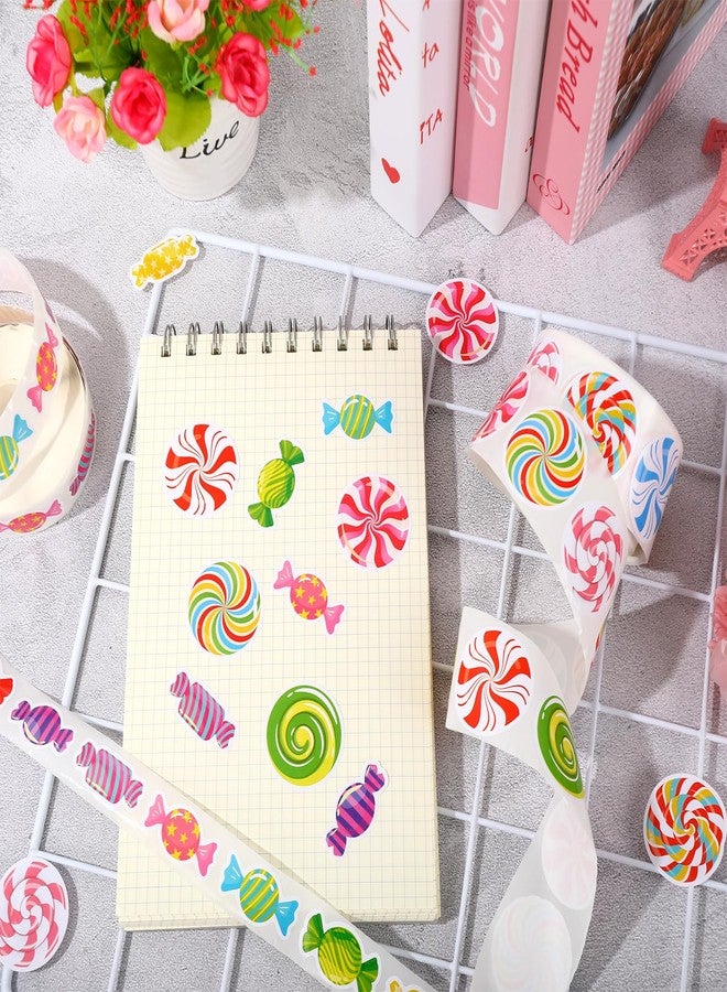 وولاين ملصقات حلوى من والين، 1400 قطعة، ملصقات ملونة بتصميم أرض الحلوى، 16 تصميمًا، ملصقات تحفيزية بنكهة النعناع الحلو، ملصقات مكافآت للمعلمين، لتزيين المنزل والفصل الدراسي وبطاقات المعايدة وسجلات القصاصات، 1.5 بوصة - Image 3